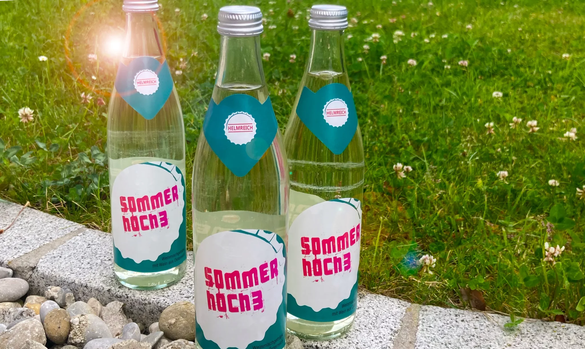 Getränkehandel Helmreich Sommer hoch 3 Etiketten Design